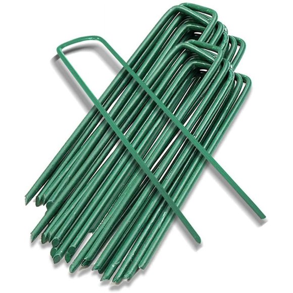 hotelus Garden Staples U Shaped Steel Pins Ground Stakes Pegs for Lawn Sod Weed Landscape Grass Fabric Netting with 30PCS Pack