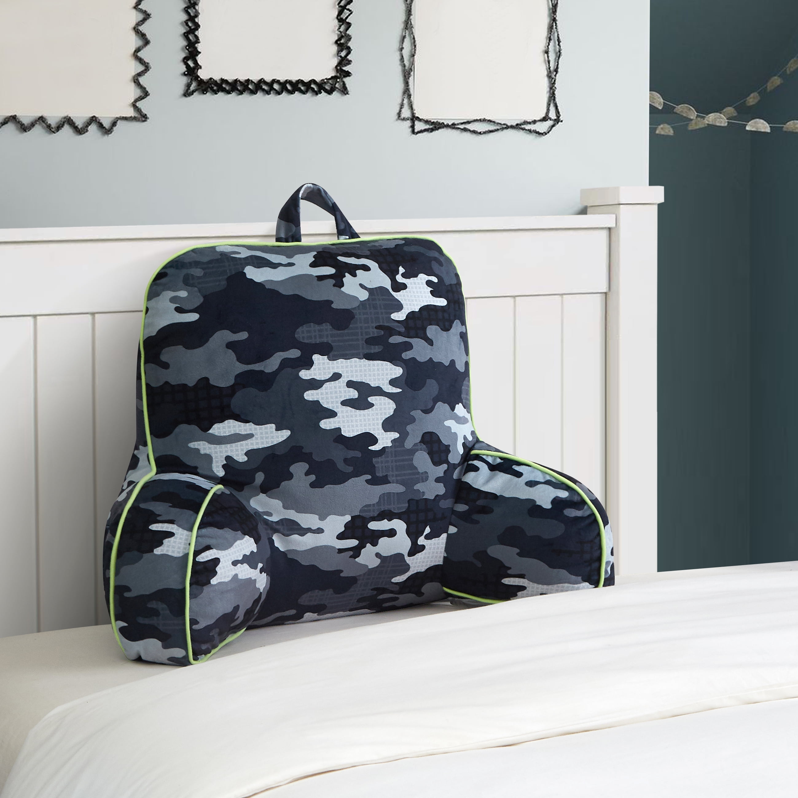 Your Zone Kids Super Soft and Cozy Camo Backrest Pillow,24' x 17', Blue