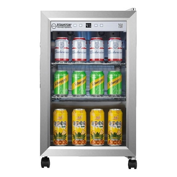 Pemberly Row Modern LED Display Outdoor Refrigerator in White
