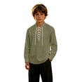 thumbnail image 4 of LYHaoo Boys Long Sleeve Shirt Kids Classic Lace up Theme Tops(3-4 Years), 4 of 7