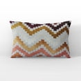 thumbnail image 2 of Plutus Opulence Zigzag Stripe Red Orange Gray Velvet Luxury Throw Pillow, 2 of 6