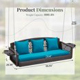 thumbnail image 4 of HOMREST 3-Person Wicker Porch Swing with Upgraded Cup Holder, 55 Inch Patio Hanging Swing Bench Chair with Cushions 900lbs Capacity Chains for Deck Garden Backyard (Peacock Blue), 4 of 9