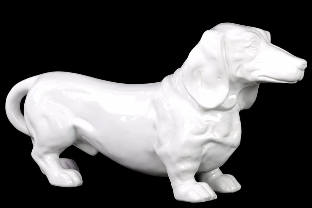 Ceramic Standing Dachshund Dog Figurine White