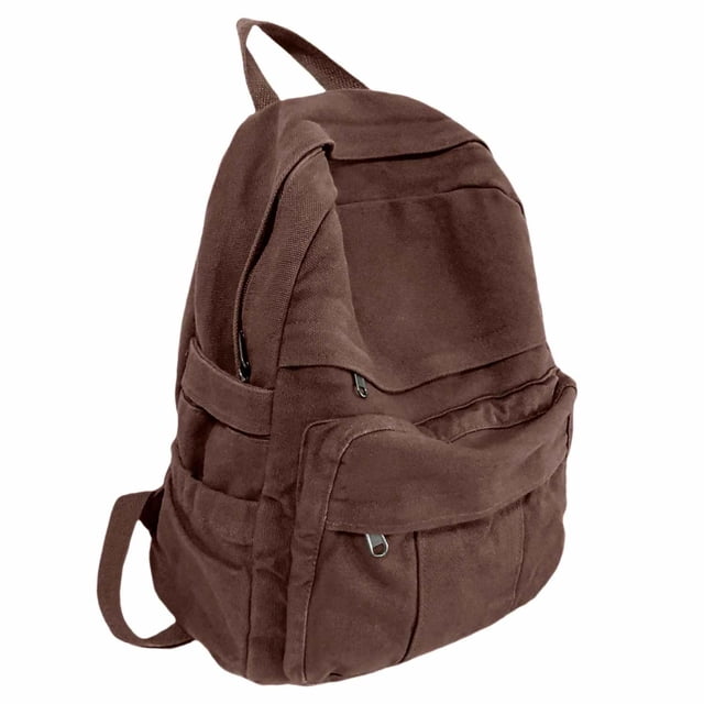 Mochila GAMLFL de lona marrón café para mujer y hombre, 19 L