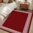 thumbnail image 5 of Red Geometric Large Area Rugs for Bedroom Living Room, Soft Non Slip Carpet Bedside Rug, Country Farm Traditional Chinese Tile Rectangular Floor Cover Kitchen Accent Rug 2.7'x5' for Office, 5 of 9