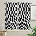 thumbnail image 3 of Lattice Deformation Black White Block Curtain Home Decoration Living Room Short Curtains Window Treatments For Kitchen Bedroom, 3 of 6