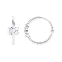 Rosec Jewels Floral Hoop Earrings with Diamond, 18K White Gold