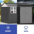 thumbnail image 4 of ModFusion 8x10 ft Storage Shed with Large Window, Lockable Double Door, Galvanized Metal Steel, Air Vent, Outdoor Utility Tool House, Dark Gray and White, 4 of 13
