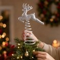 thumbnail image 6 of Rysoverian Christmas Reindeer Tree Topper, Spring Base Leaping Deer Ornament for Christmas Tree Holiday Decoration, 6 of 7