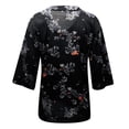 thumbnail image 5 of Giftesty Womens Plus Size Clearance Women Loose Floral Print Three Quarter Sleeve V-Neck T-Shirt Tops Blouse, 5 of 5