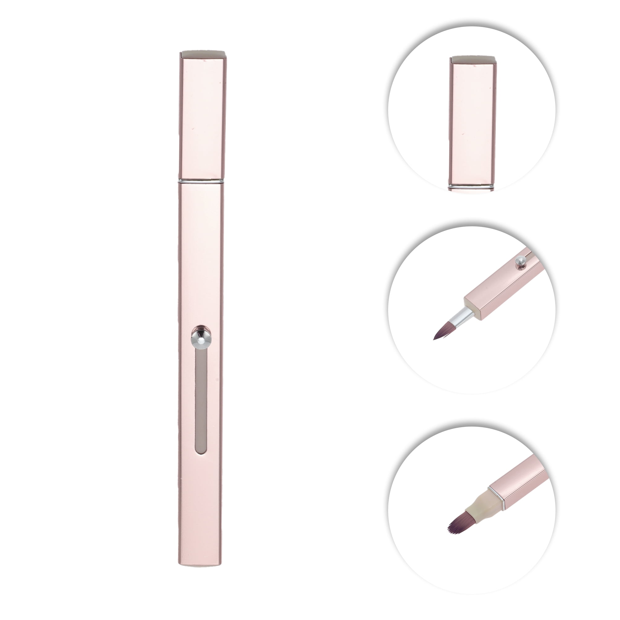 Unique Bargains 1 Pc Portable Durable Double Head Lipstick Brush for Travel Pink