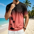 thumbnail image 2 of Mens Summer Shirts Short Sleeve Crew Neck Floral Gradient Tees Casual Beach Hawaiian Vintage T Shirts, XL, 2 of 5