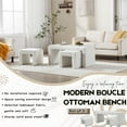 thumbnail image 4 of Dayalane Boucle Ottoman Bench Set of 3, Nesting Upholstered Vanity Bench with 2 Small Footrest Stools for Bedroom, Living Room, Entryway, Hallway,White, 4 of 10