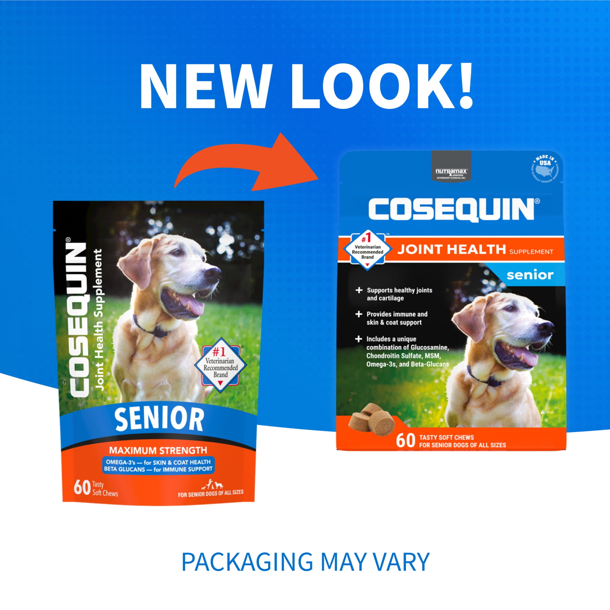 (2 pack) Nutramax Cosequin for Senior Dogs Joint Health Supplement, Soft Chews, 60 Count