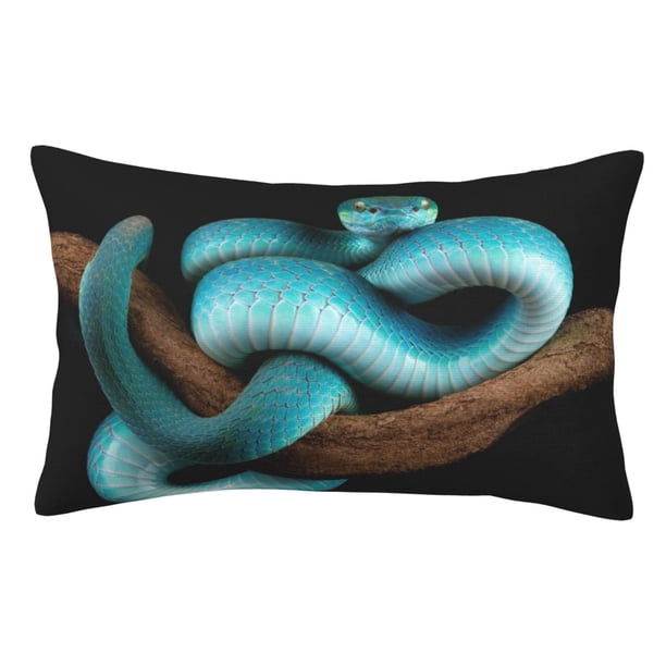 Fotbe Blue Viper Snake Funda de Almohada Decorativa Estilo Occidental, Lujo en Algodón, Fundas para Almohadas King, Cojín Estampado para Decoración del Hogar-16"x24"