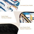thumbnail image 5 of FORMRS Makeup Bag Travel Cosmetic Organizer for Women Fold Flat Zipper Pouch with Handle, Dark Blue Hand Drawn Sailboats, 5 of 8