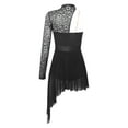thumbnail image 7 of Doomiva Women's Lace Patchwork One Shoulder Asymmetric Leotard Lyrical Dance Figure Ice Skating Dress Black S, 7 of 7