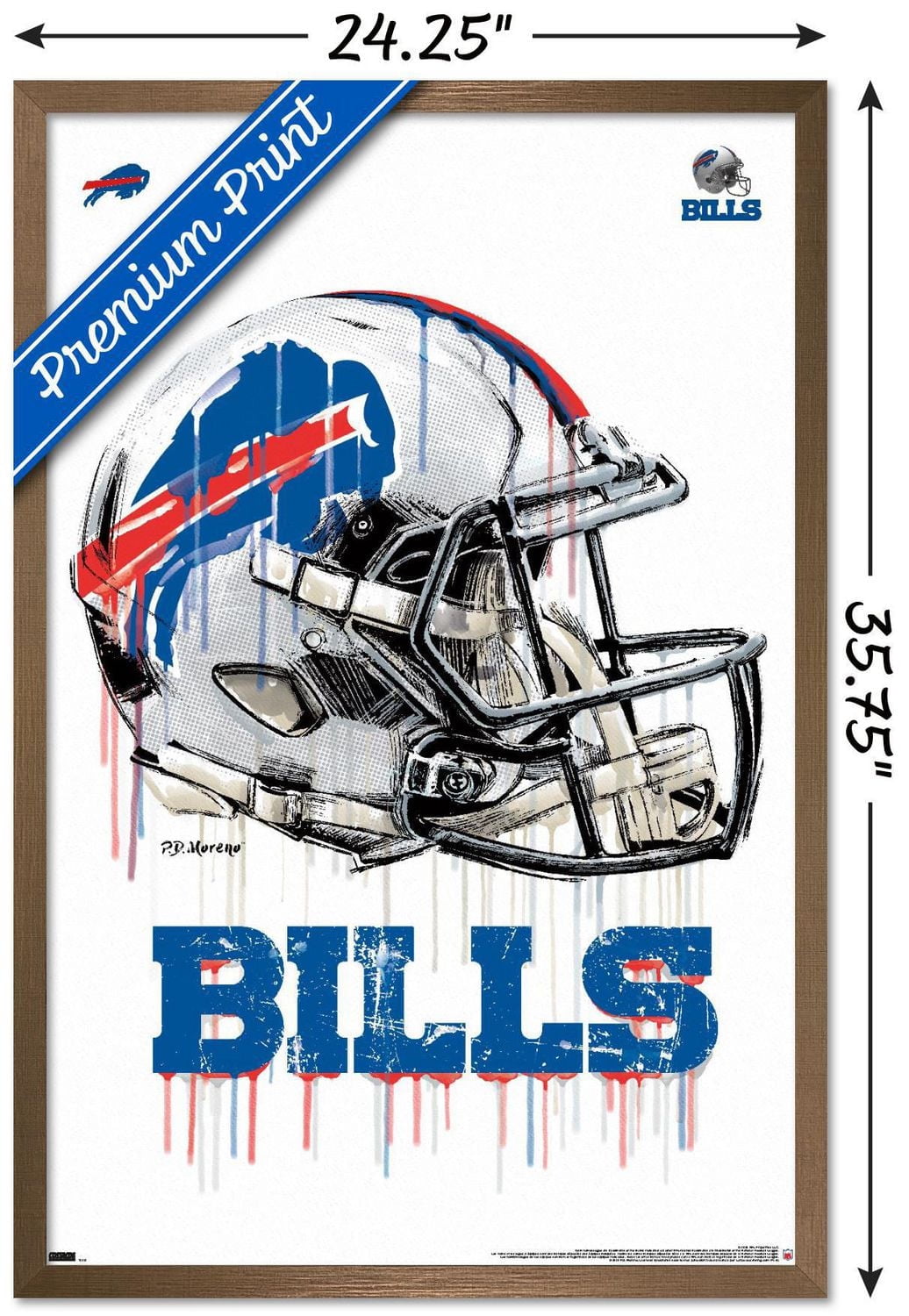 NFL Buffalo Bills - Drip Helmet 20 Wall Poster with Magnetic Frame