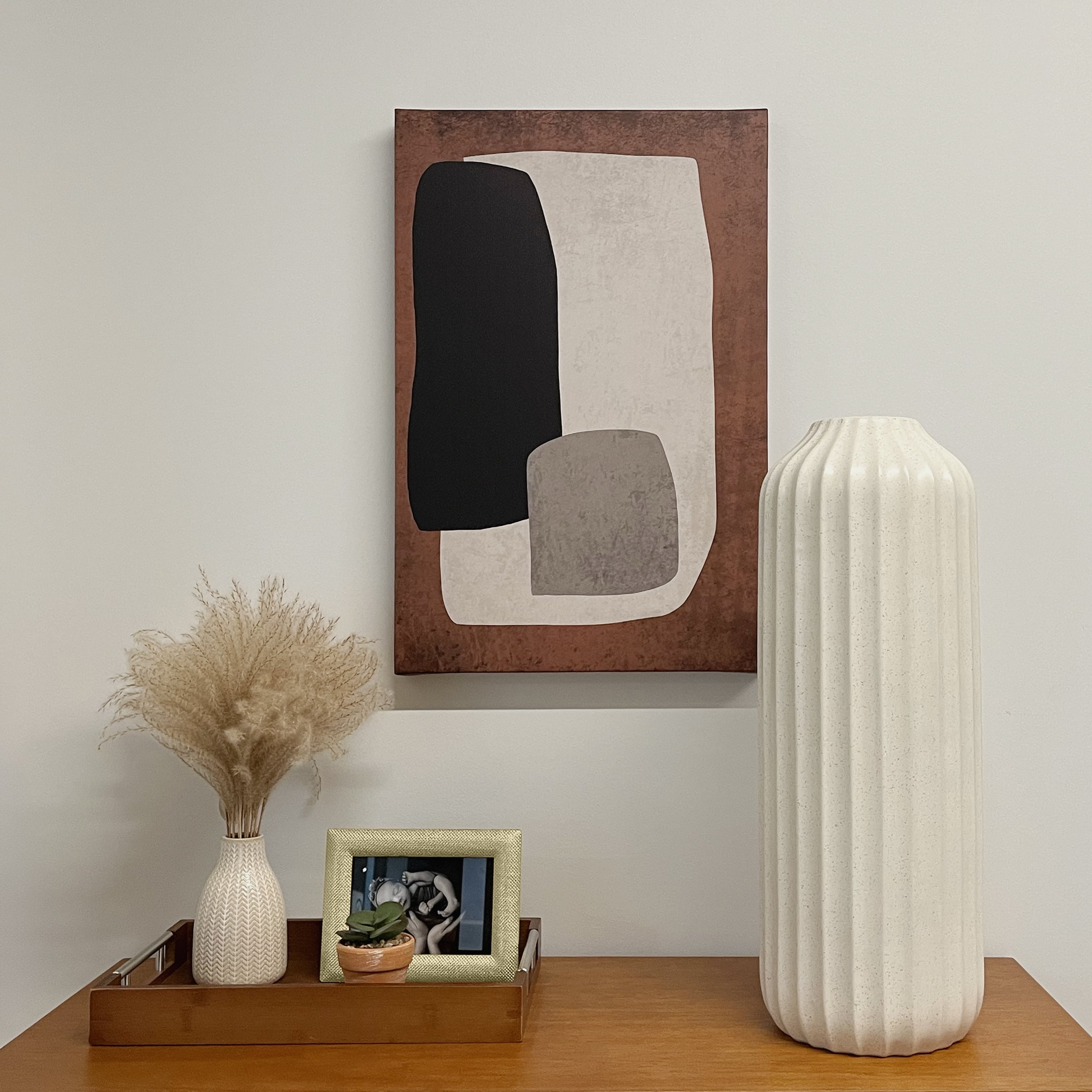 Better Homes & Gardens 22" Speckled Ribbed Ceramic Floor Vase, Cream White