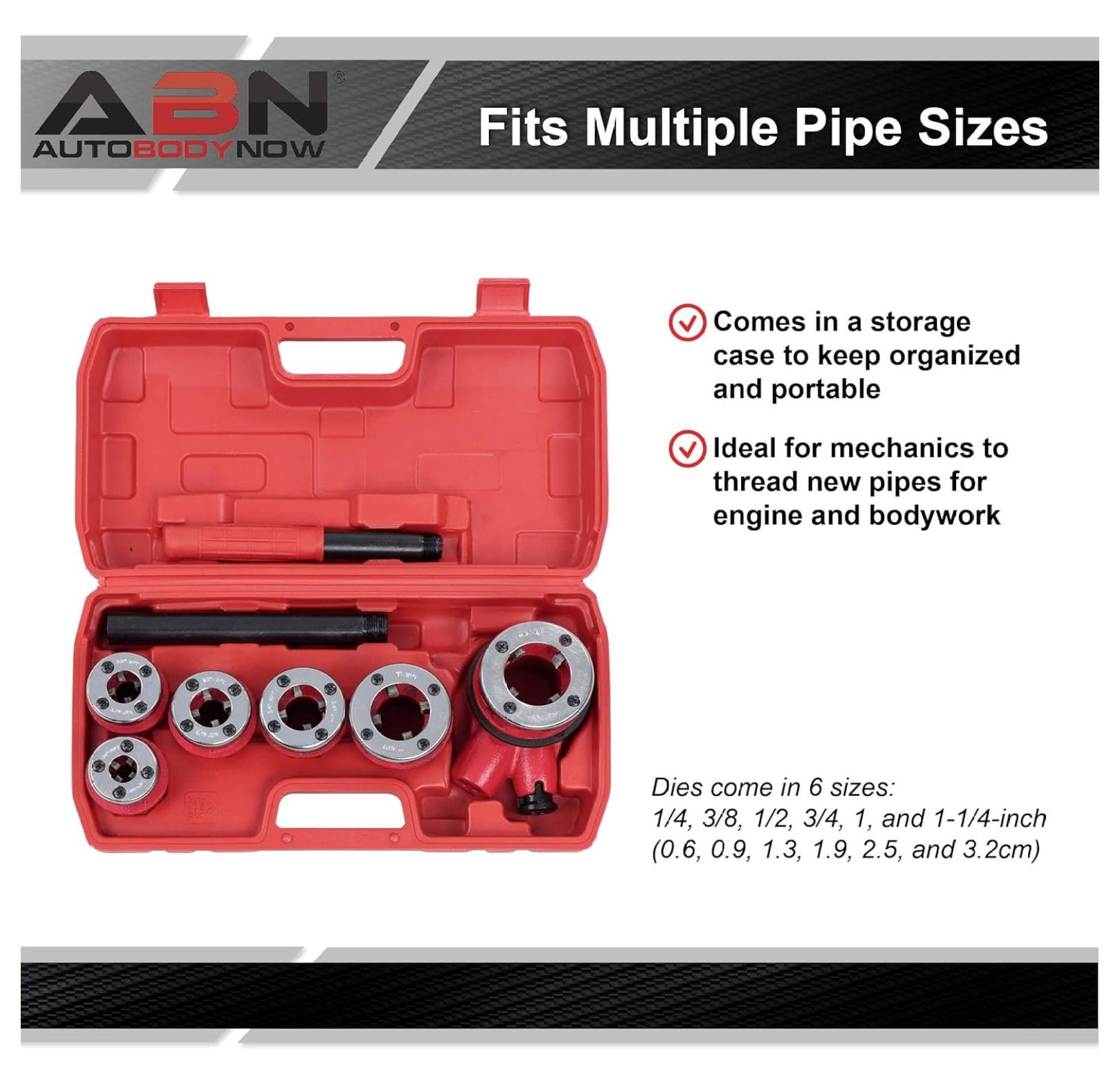 YuraZH Ratchet Pipe Threader - Galvanized Pipe Threader Kit with 6 Iron Pipe Dies for Threading Metal and PVC Pipes