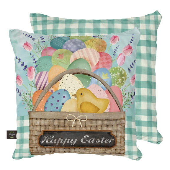 Briarwood Lane Indoor/Outdoor Pillow 17x17 Colorful Easter Basket For Easter Pillow