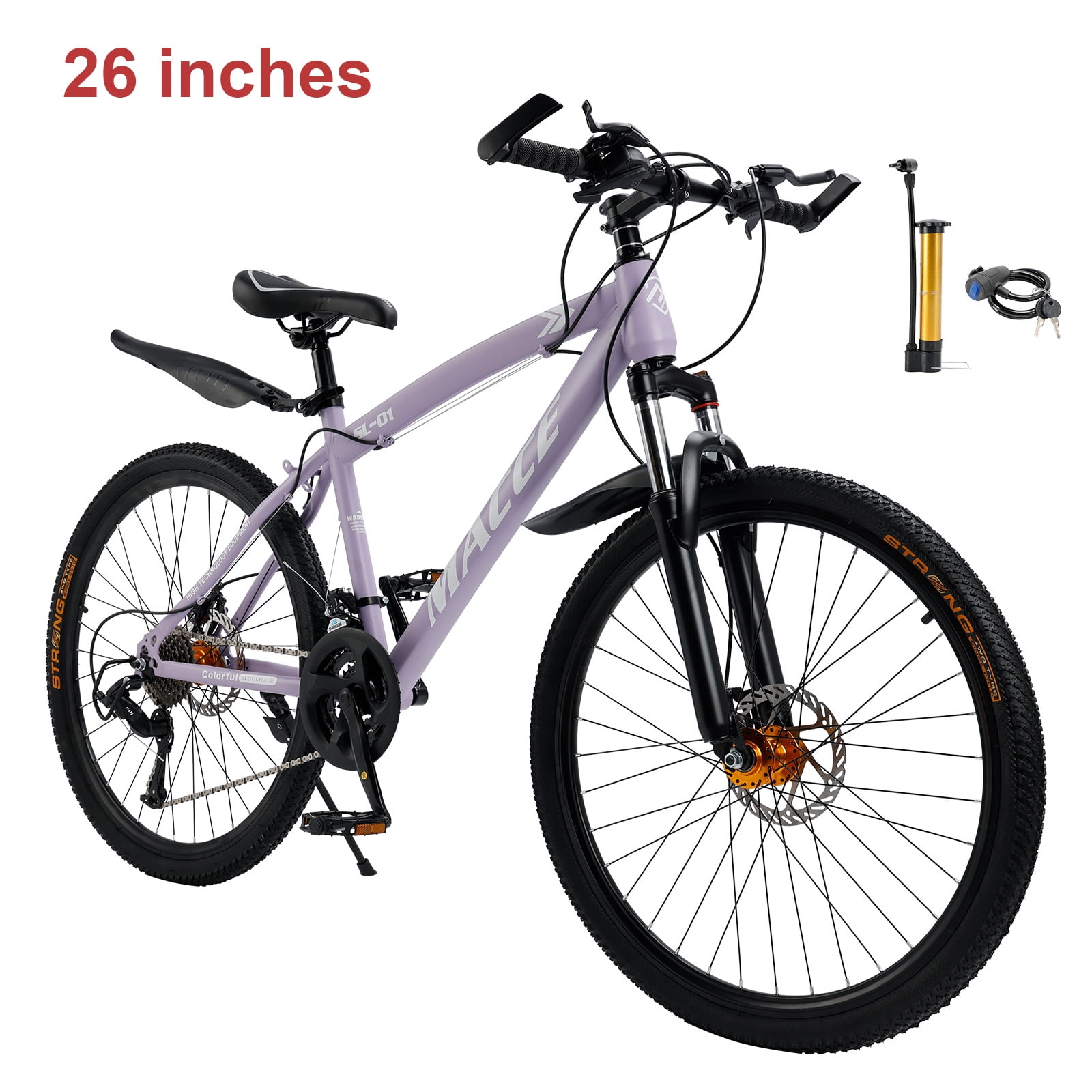 26" Purple 27 speed double disc brake Suspension Fork mountain bike MTB adult