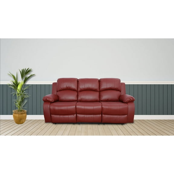 Ainehome Red Leather Reclining Sofa Living Room Recliner Sofa