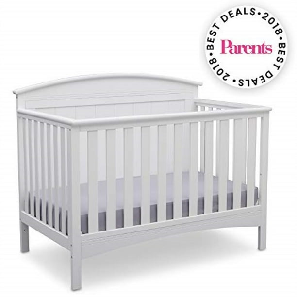 Delta Children Archer Solid Panel 4in1 Convertible Baby Crib, Bianca