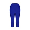 thumbnail image 4 of JULMCOMO Capri Pants for Women High Waisted Comfy Stretchy Yoga Pants Lounge Summer Workout Sports Compression Trousers Blue XL, 4 of 5