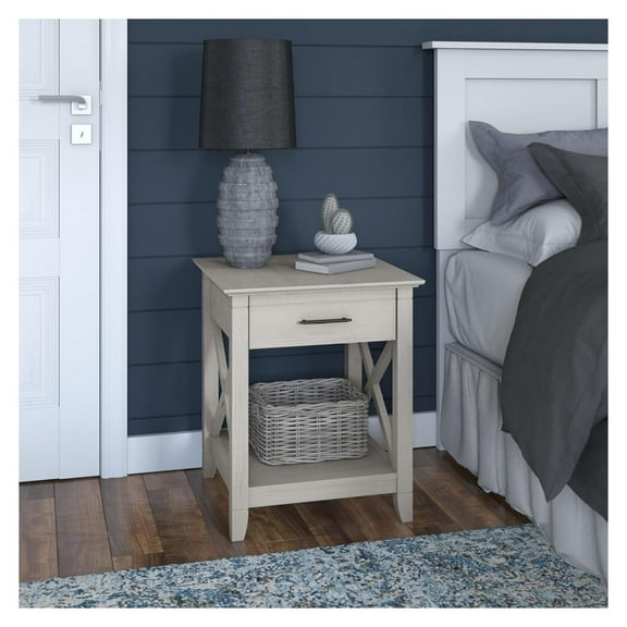 Key West Nightstand with Drawer in Linen White Oak 20D x 20W x 24H