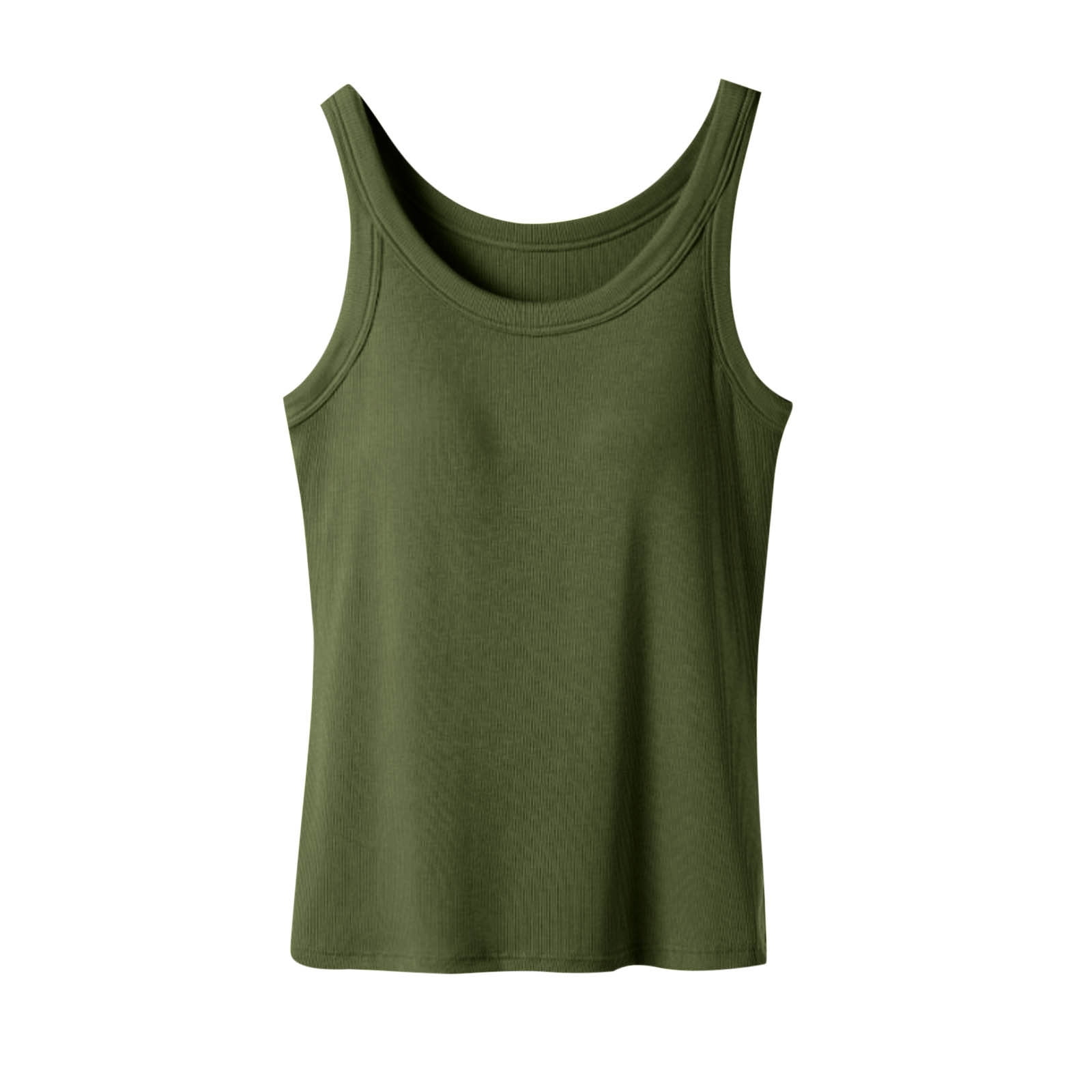ylioge Womens Plus Size Tank Tops Built in Bras L-5X Sleeveless Crewneck Camisoles Pullover Stretchy Slim Solid Color Basic Loungewear Workout Vests