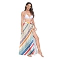 thumbnail image 2 of FORMRS Womens Long Sarong Beach Wrap Semi-Sheer Bikini Skirt Bathing Swimsuit Cover Up, Striped Pattern, 2 of 7