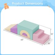 Reasea 7 PCS Foam Climbing Blocks for Toddlers 1-3, Climb and Crawl Activity Playset, Soft Foam Climber, Pink