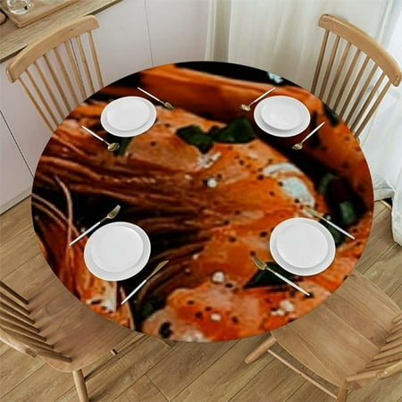 

Patifu Shrimp Round Tablecloth | Stain-Resistant & Washable | Ideal for Indoor/Outdoor Use | 100% Polyester Tablecloth for Home Kitchen Outdoor Decor | Various Sizes Available 46 -50