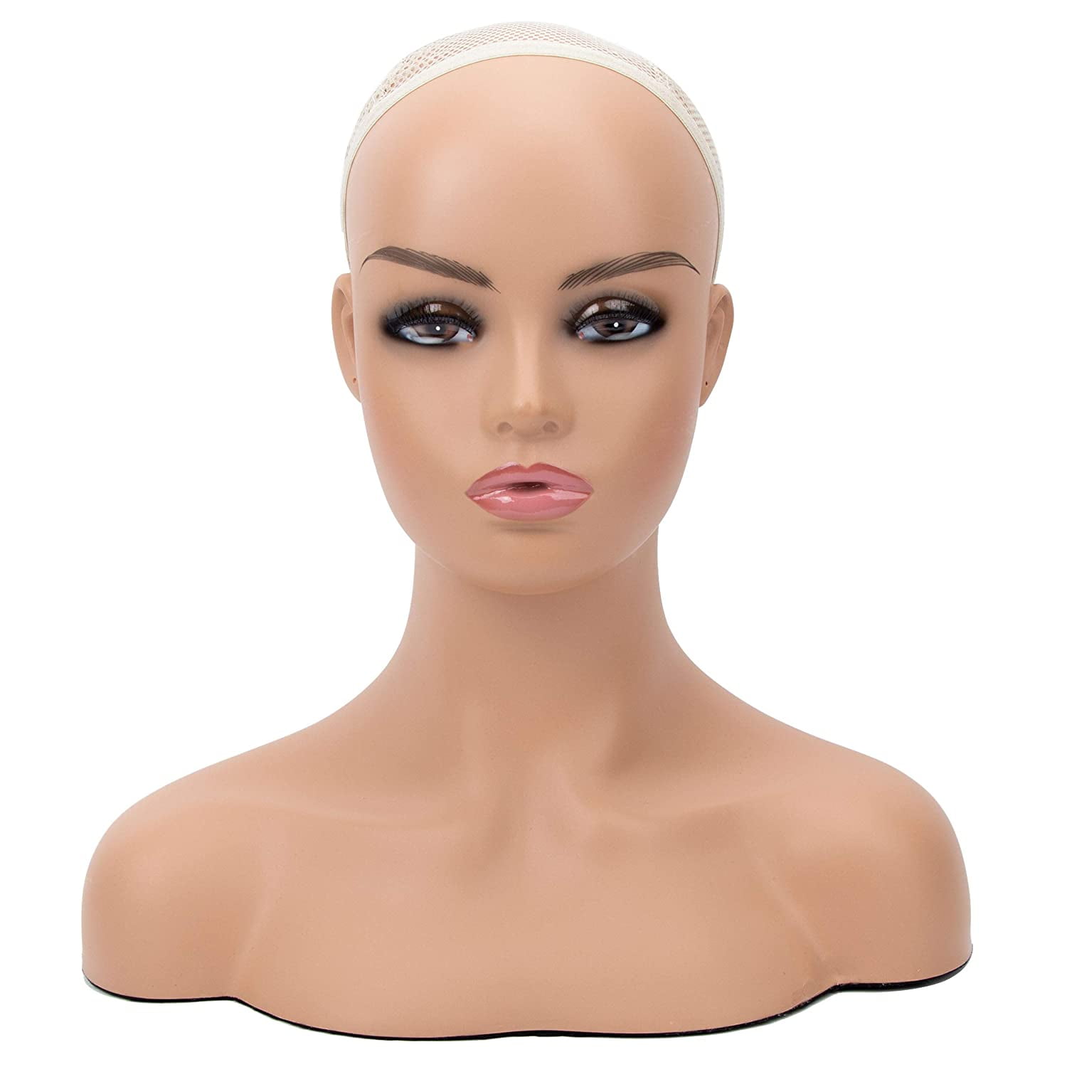 A1 Pacific Mannequin PVC Manikin Head Realistic Mannequin Head Bust Wig Head Stand for Wigs Display Making Styling PMH-DC487 (16.5 Inches, Caucasian)