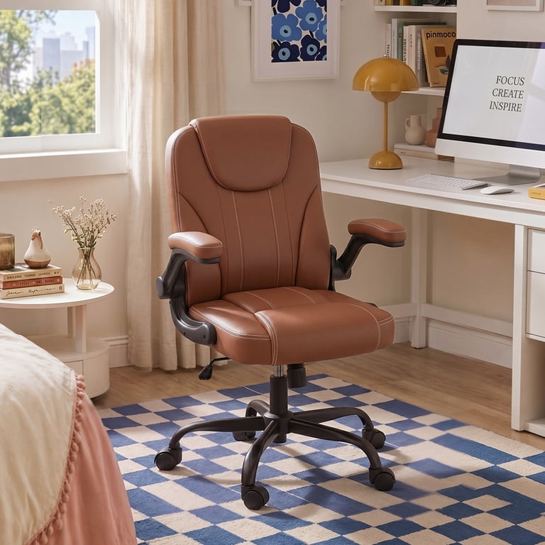 Pinmoco Ergonomic Office Chair High Back, Brown PU Leather photo 4
