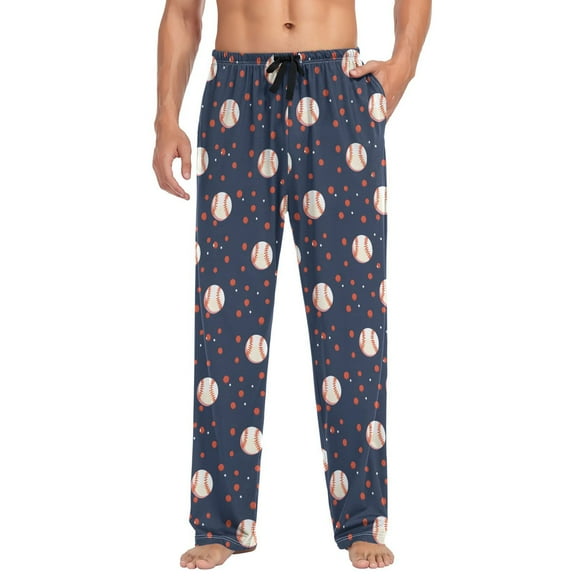 joogoo Men's Pajama Pants Baseball and Dots Soft Long Sleep Lounge Pjs Bottoms L