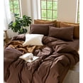 thumbnail image 5 of MooMee Pillowcases 100% Washed Cotton Linen Like Textured Envelope Closure Set of 2 (Cocoa Brown, King), 5 of 5
