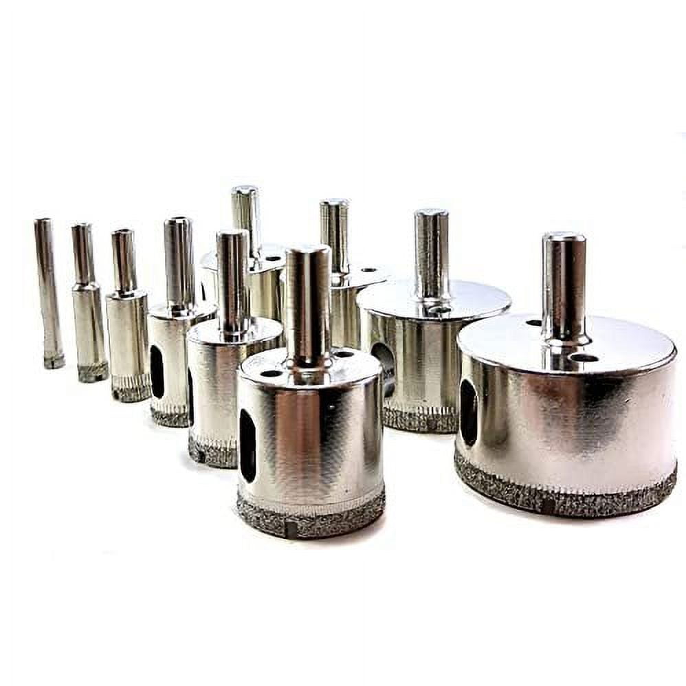 LOT 10 Pcs SET Diamond Hole Saw Drill Bit Set 1/4" - 2" Inch Granite Glass Tile - Tools 10 Piece Diamond Dust Hole SAW Drill BIT for Ceramic Tile Marble Rock Porcelain