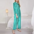thumbnail image 3 of Yiaed Turquoise Wooden2 Print Pajamas Women's Long Sleeve Sleepwear Soft Button Down Loungewear Pjs Lounge Set Nightwear Womens Pajama Pants-X-Large, 3 of 7
