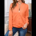 thumbnail image 4 of Chaqueta Informal Holgada de Cuadros Pequeños para Mujer, de Color Liso, Tendencia Otoñal, con Cremallera, Larga y Cuello Redondo. Naranja Rojo L, 4 of 8