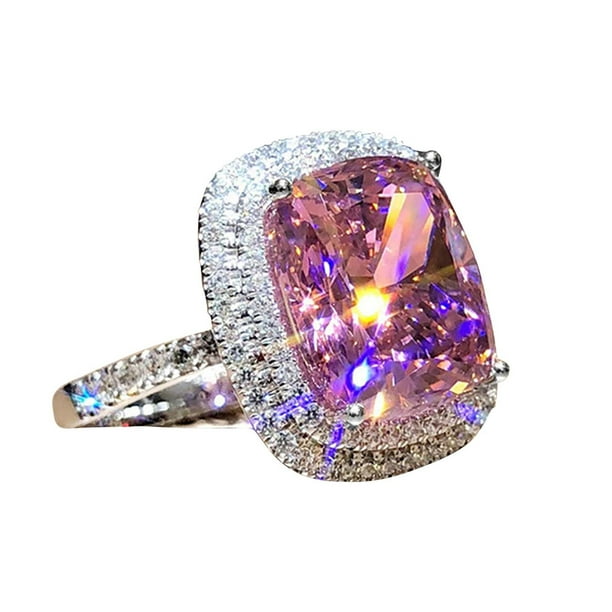 Pink square deals diamond ring