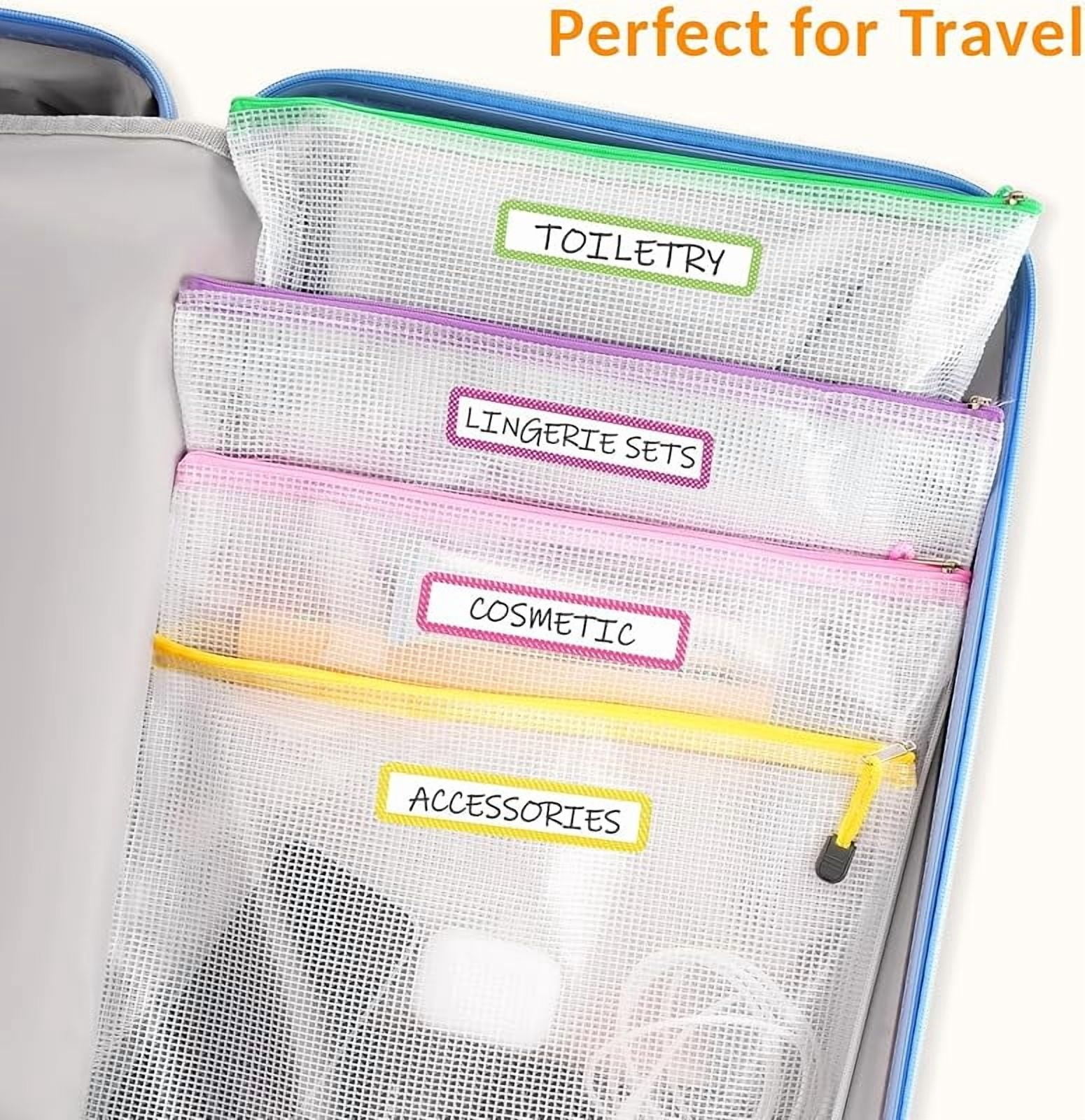 24 Pack Mesh Zipper Pouch with Sticky Labels, A4 Mesh Bags for Board Game Puzzles Organization Storage, Durable Letter Size File Folders Organizer for Teacher School Classroom Office Supplies