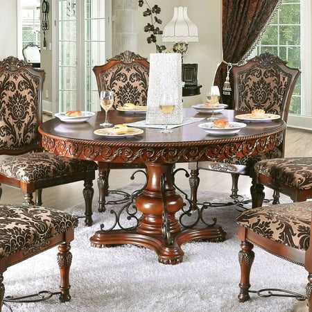 Furniture Of America Tifanil Traditional 60 Inch Brown Cherry Round Furniture Of America Tifanil Traditional 60 Inch Brown Cherry Round Dining Table By Foa