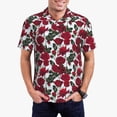 thumbnail image 2 of Balery Rose Flowers Printed Men’s Short Sleeve Polo Shirt, Midweight Men's Shirt,Golf Polo shirts -Medium, 2 of 8