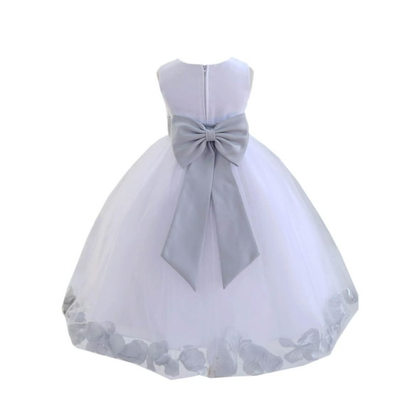 Ekidsbridal Wedding Pageant Rose Petals White Tulle Junior Bridesmaid Toddler Dress Summer Easter Dress First Communion Girls Clothing Holiday Recital Dress Princess 302T size 16 Flower Girl Dress