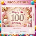 thumbnail image 2 of Pink Gold Theme Happy 100th Birthday Banner Princess Crown Design 100th Birthday Display Sparkling Sequins Balloon Decorations Centenarian Birthday Backdrop for 100th Birthday Party Princess Theme, 2 of 8