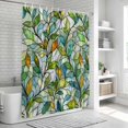 thumbnail image 6 of Green Leaves Bathroom Shower Curtains with 12 Hooks Polyester Waterproof Shower Curtain for Stalls and Bathtubs Stained Glass Chic Botanical Branches Decorative Bathroom Privacy Curtain 72x84 Inches, 6 of 9