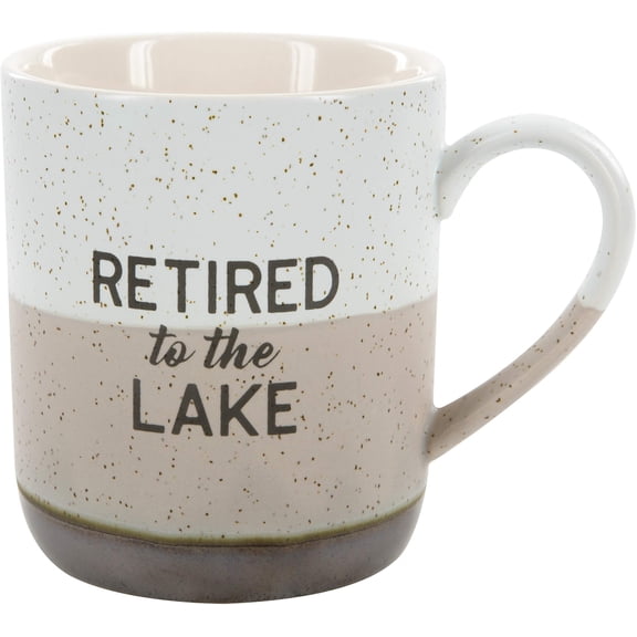 Pavilion - Retired To The Lake - Large 15 Oz Stoneware Coffee Cup Mug