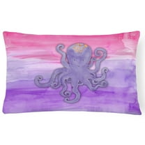 Carolines Treasures BB7424PW1216 Octopus Watercolor Canvas Fabric Decorative Pillow  12H x16W multicolor